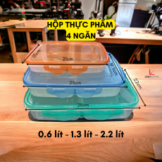 hộp thực phẩm 4 ngăn dung tích 2,2l - 1,3l - 0,6l
