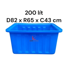 Tank chữ nhật 200 lít chiều cao 43cm chất liệu nhựa chống UV siêu bền loại 1 lớp